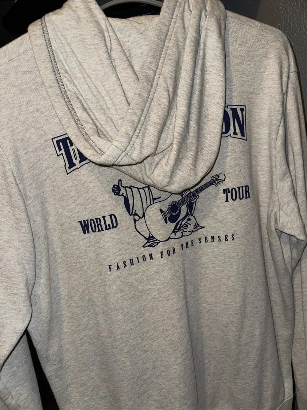 True Religion Heather Gray Zip Hoodie with Navy Horseshoe